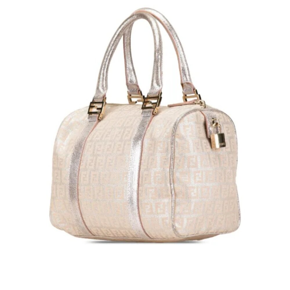 FENDI 2000-2010 Zucchino Canvas Shine Bauletto Forever Boston Bag - Picture 2 of 13
